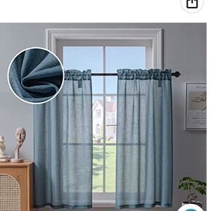 Beda Home Linen Textured Curtain 2 Panels ; Light Filtering Short Panels 26x45”